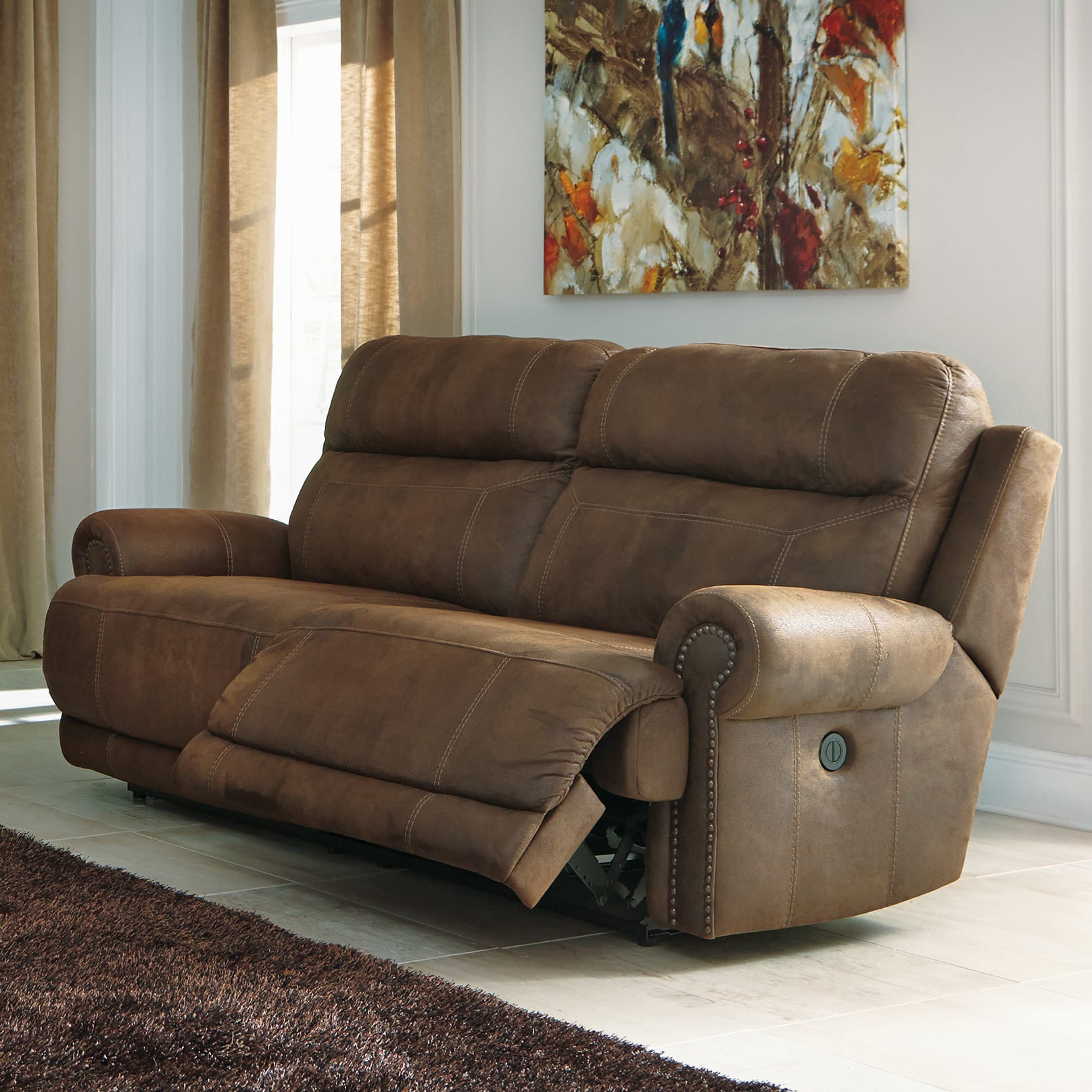 Floor Sample Austere 2 Seat Brown Reclining Sofa by Ashley Furniture
