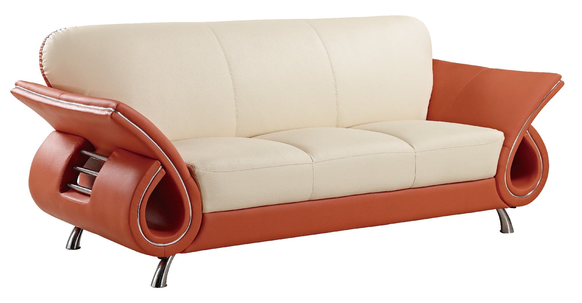 U559 Beige Orange Leather Sofa by Global Furniture
