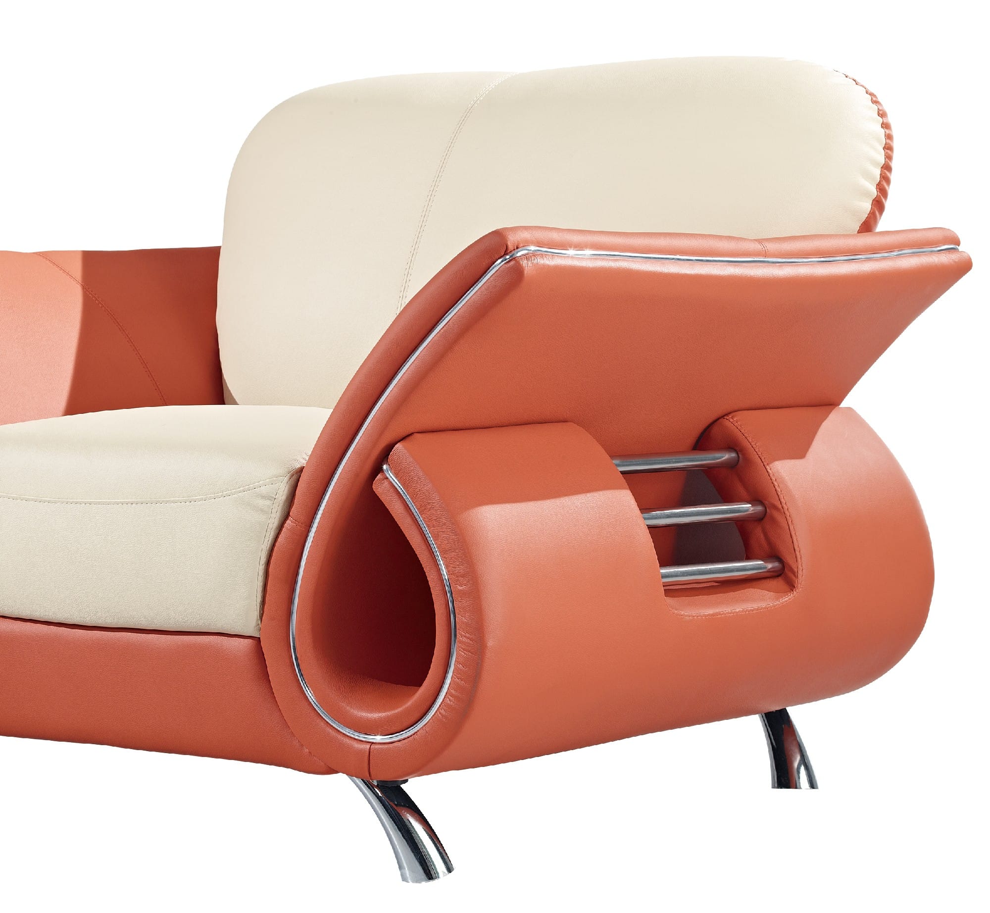 U559 Beige Orange Leather Sofa by Global Furniture