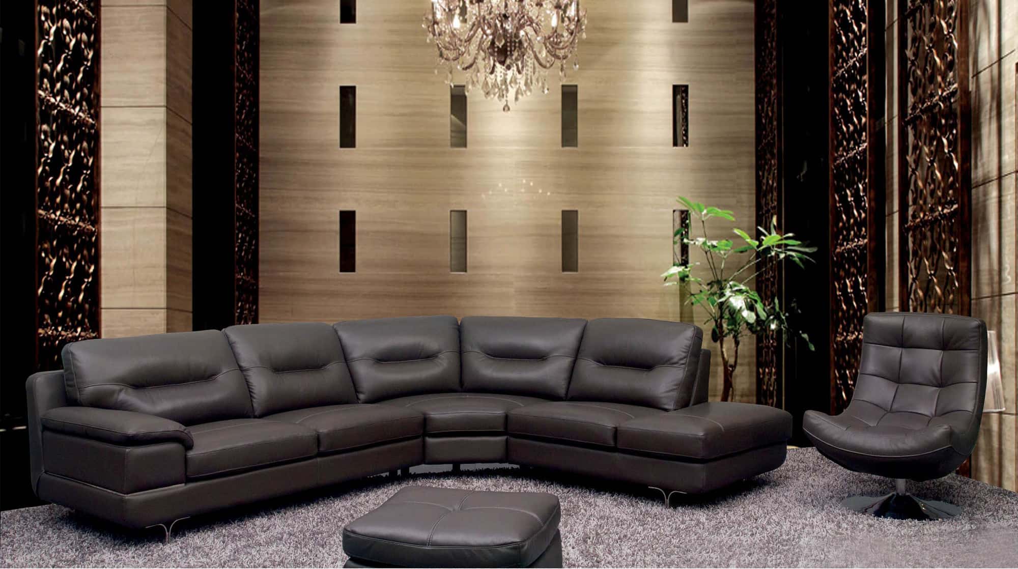 6001 Leather Sectional Sofa Set by ESF