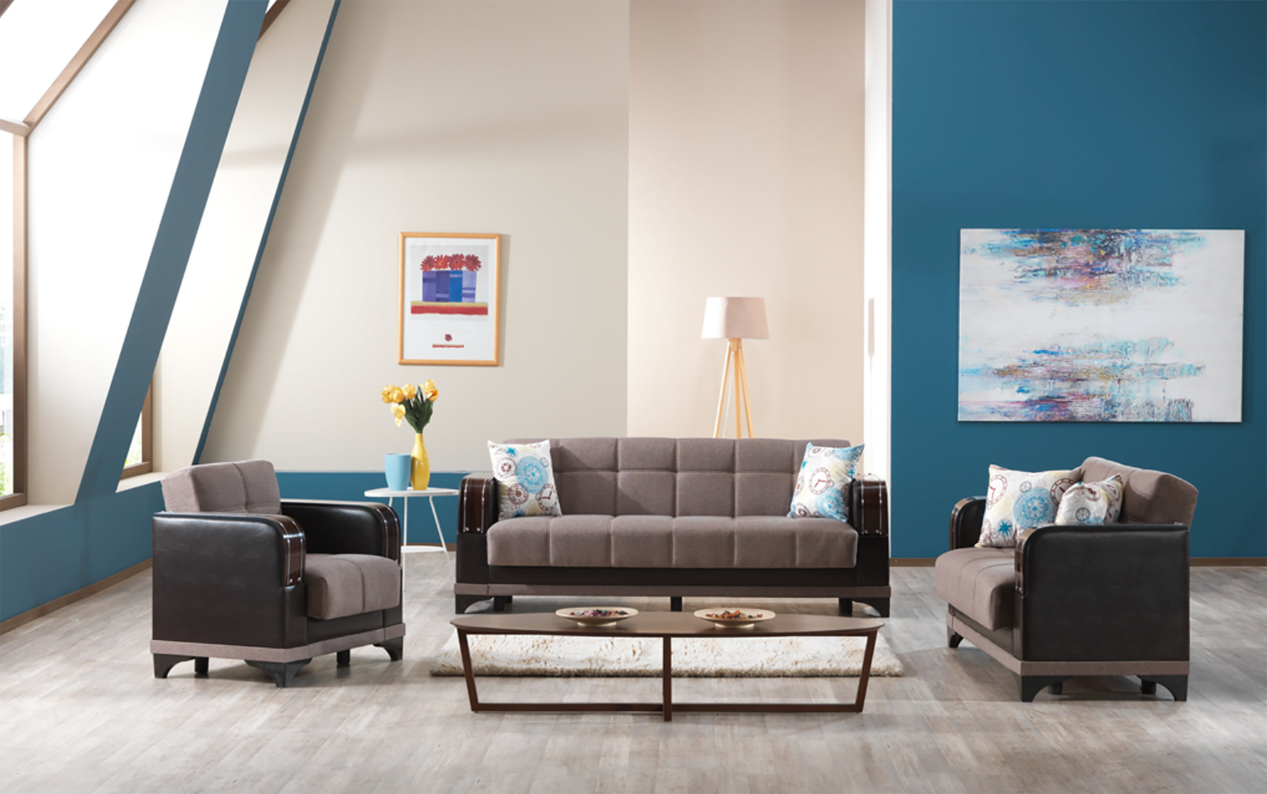Almira et Brown Convertible Sofa Bed by Casamode