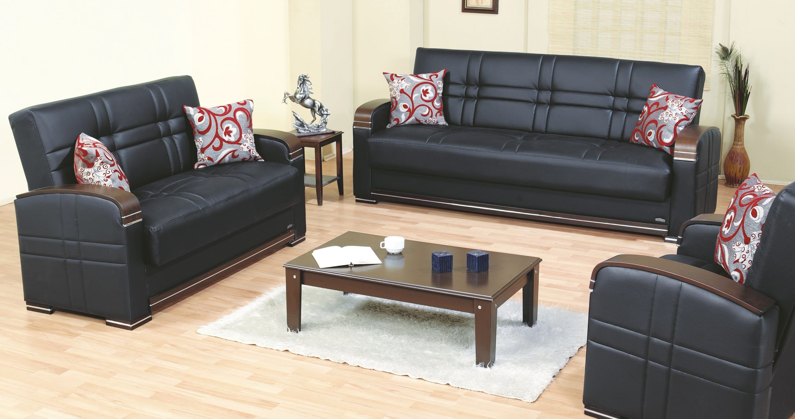 Bronx Black Leather Sofa Bed by Empire Furniture USA