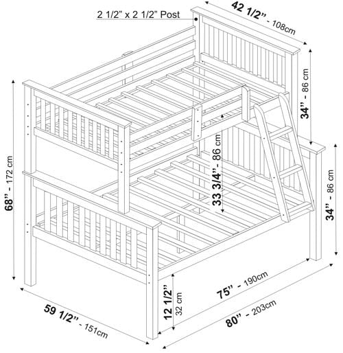 Mission Bunkbed Twin Over Full by Palace Imports