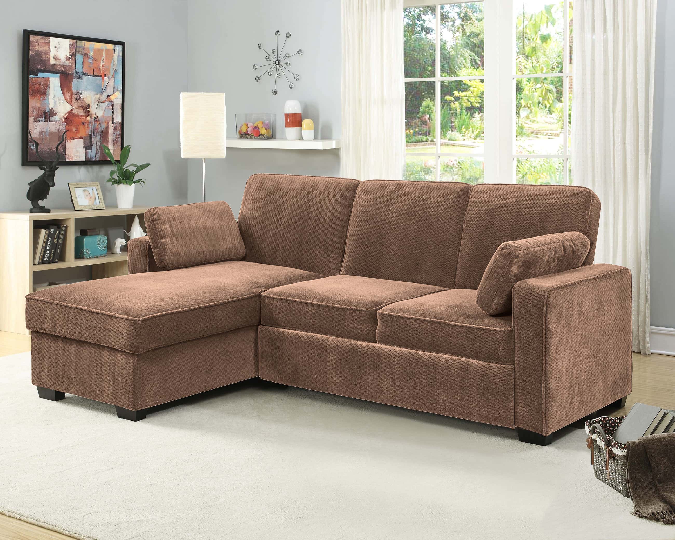 Chaela Sectional Convertible Sofa Light Brown by Serta Lifestyle