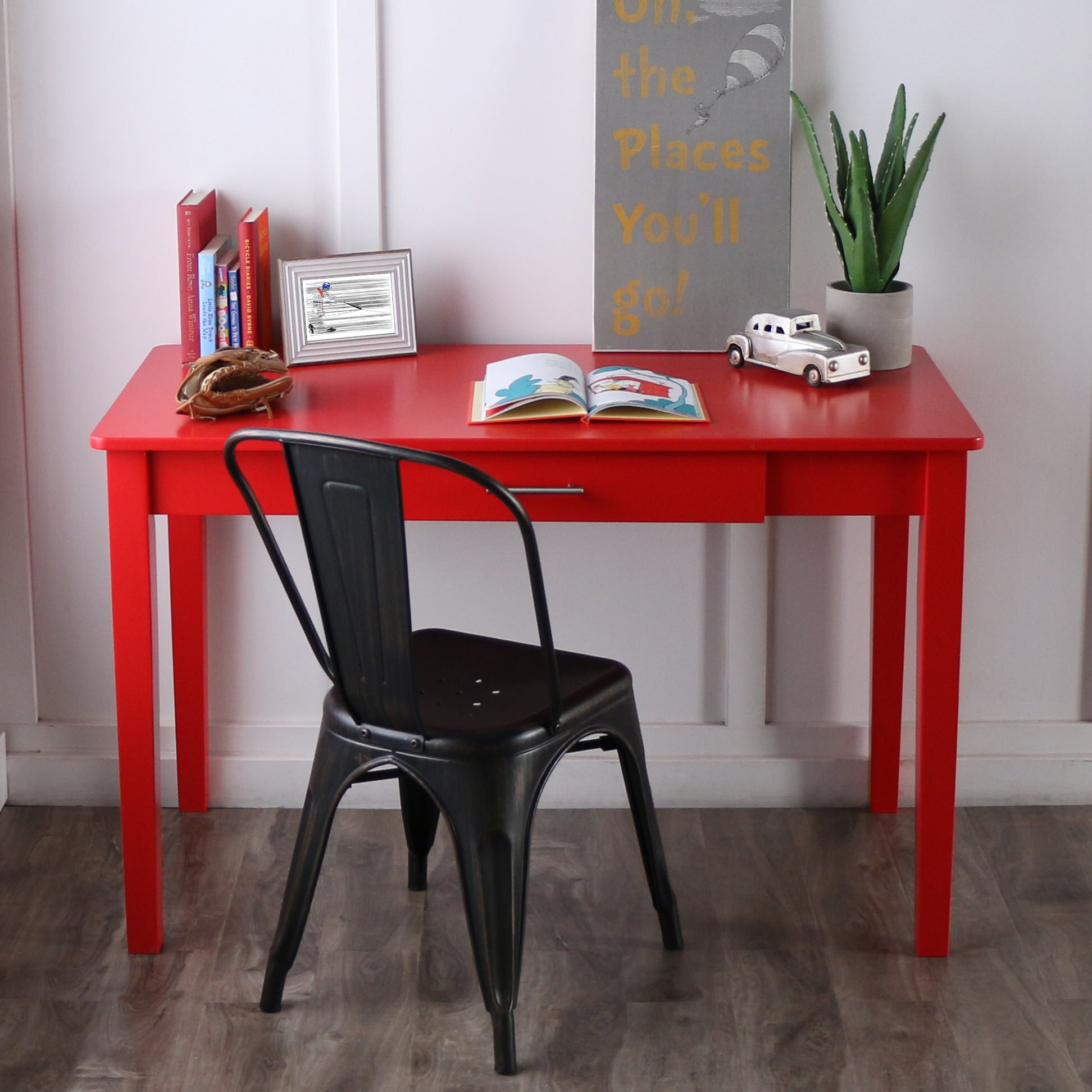 Midtown Wood Writing Desk - Red by Walker Edison