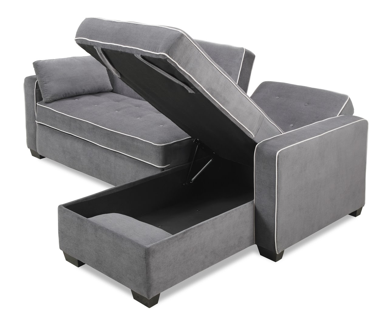 Jaqueline (Leiden) In Charcoal Grey Storage Chaise Detail Angled 