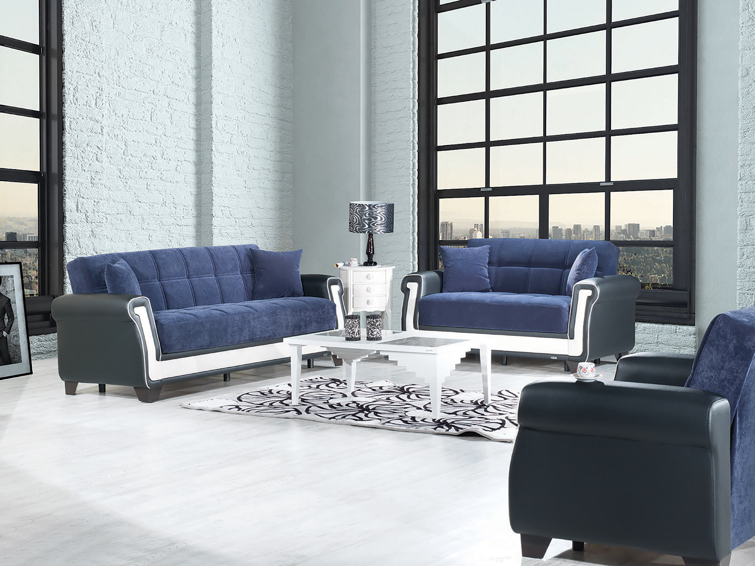 Proline Blue Convertible Sofa Bed by Casamode