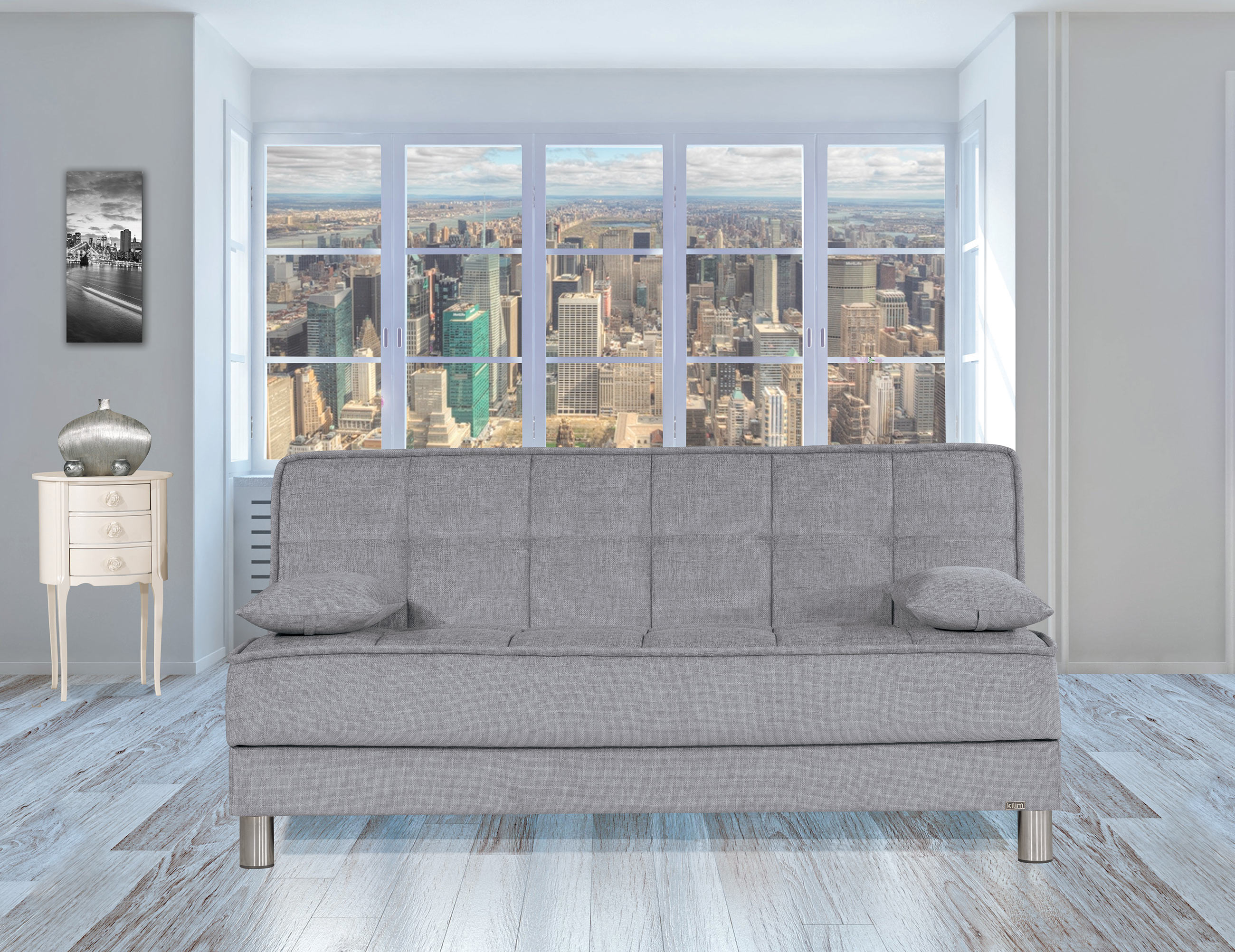 Smart Fit Gray Convertible Sofa by Casamode