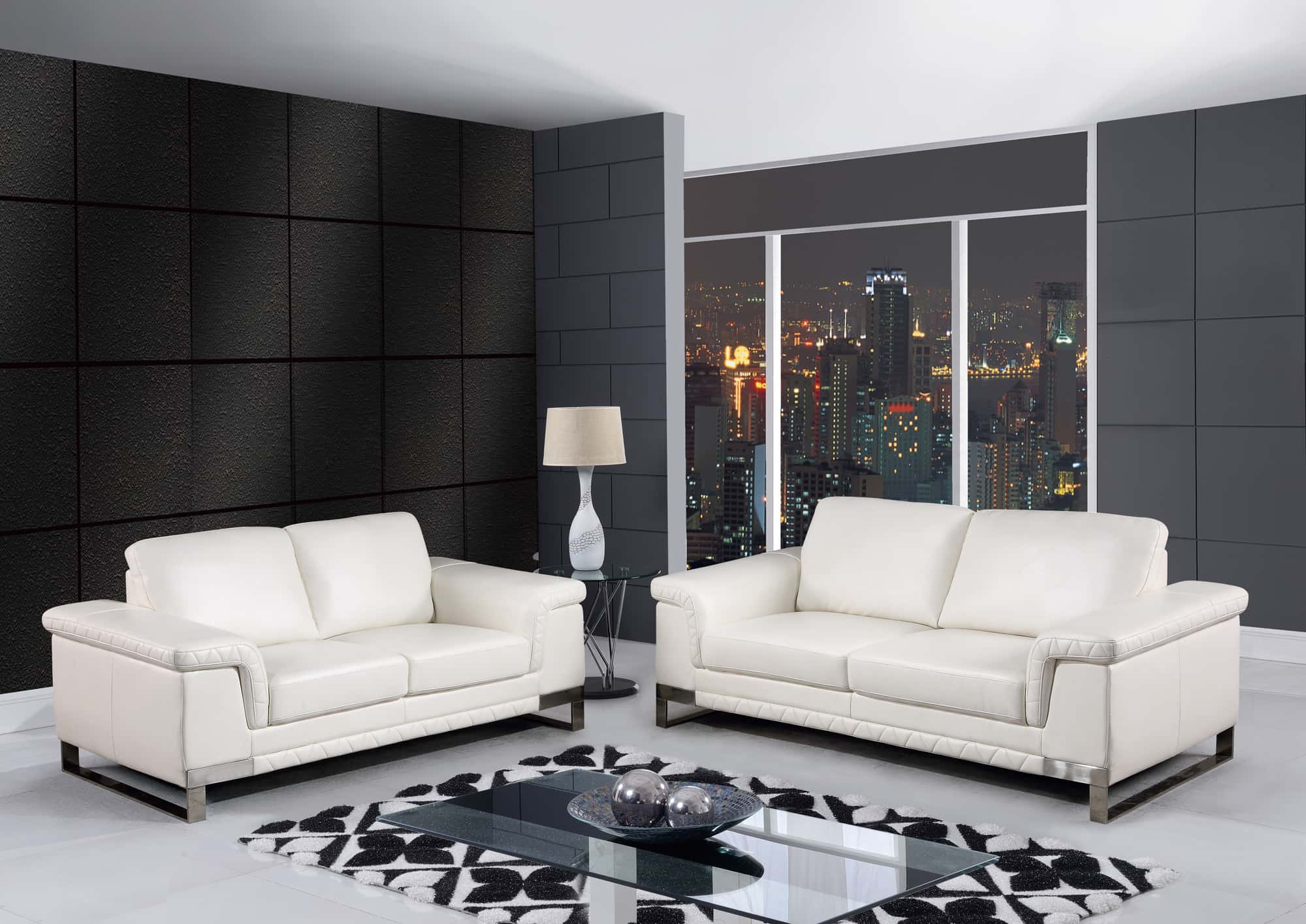 U7660 White Leather Gel Sofa by Global Furniture