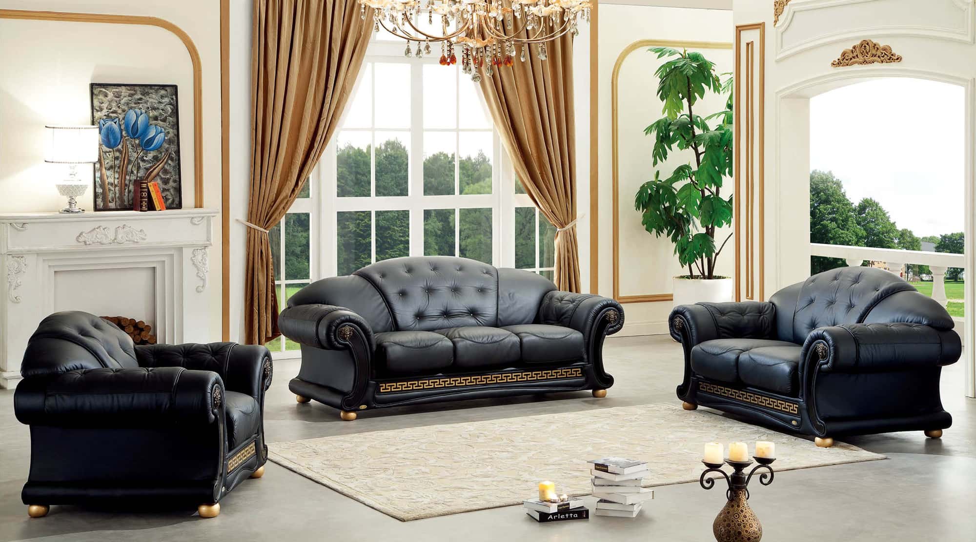 Versace Leather Sofa Set by ESF