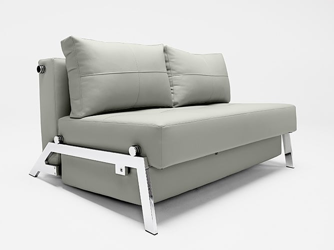 Cubed Deluxe Sofa Bed Light Grey Leather Textile by Innovation