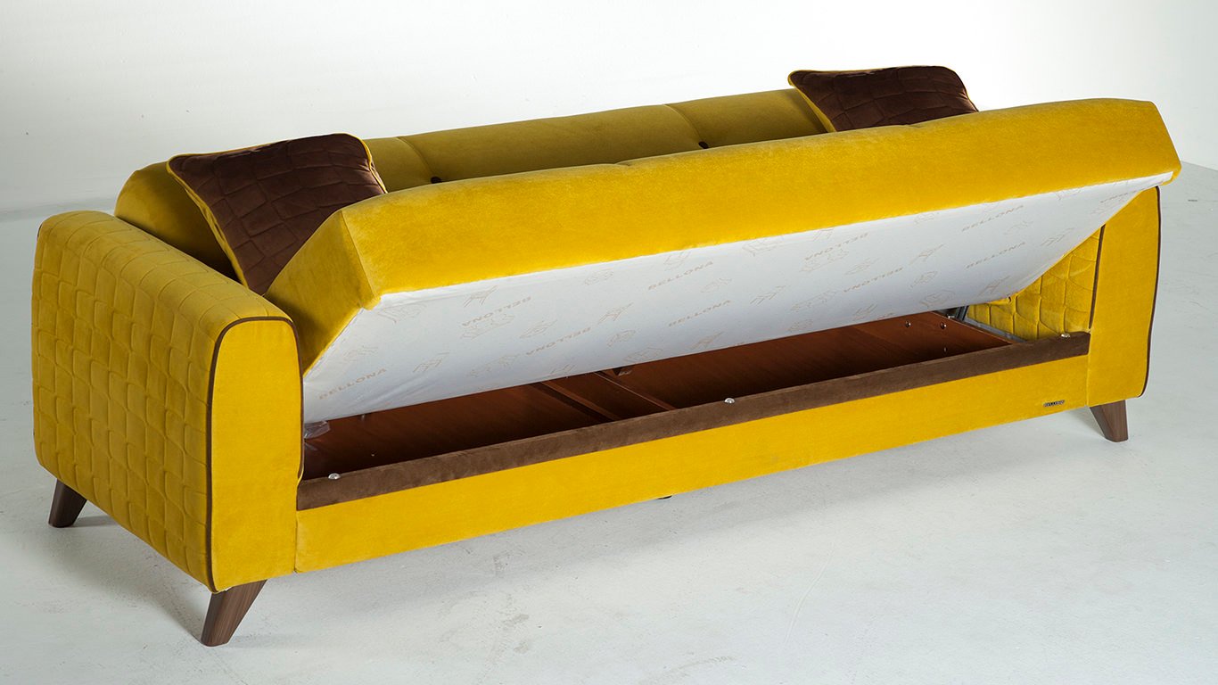 yellow futon sofa bed