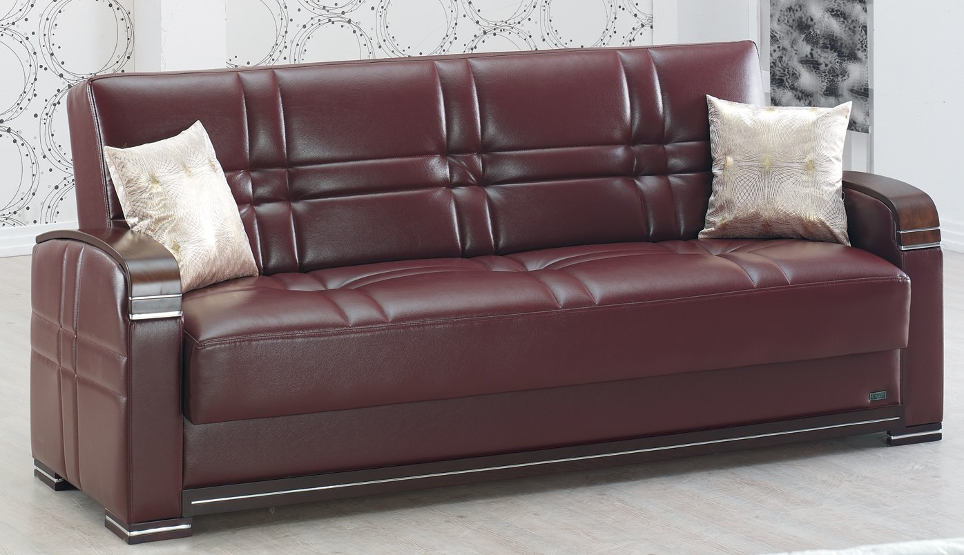 burgundy leather sleeper sofa