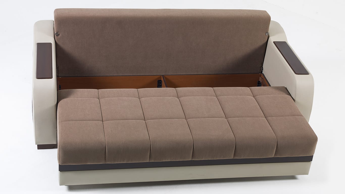 Ultra Optimum Brown Convertible Sofa Bed by Istikbal Sunset