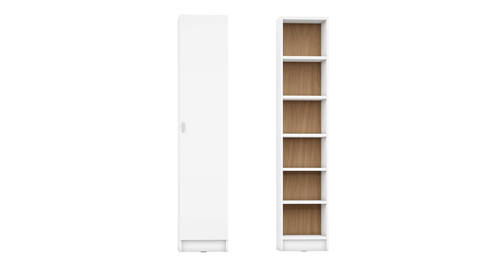 Greenwich White Matte Maple Cream 6 Shelf Narrow Venti 2 0 Bookcase W Doors By Manhattan Comfort