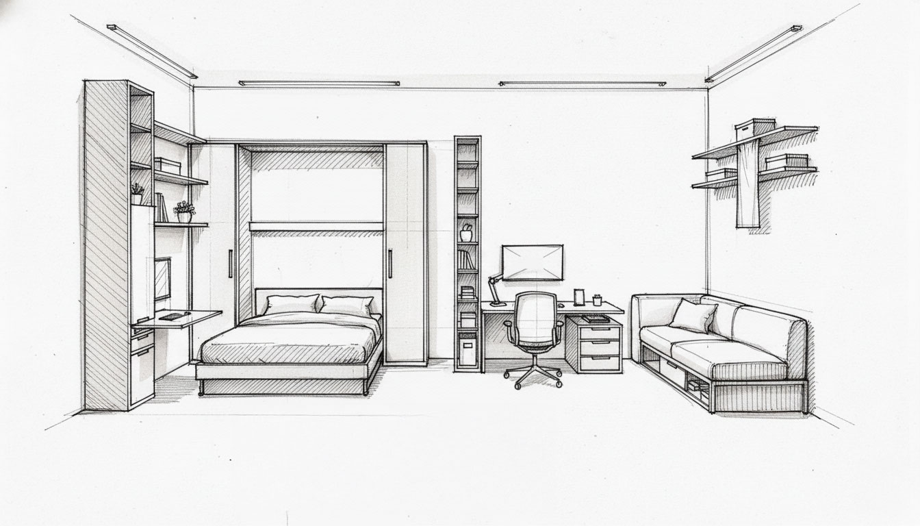 Sketch of a bedroom
