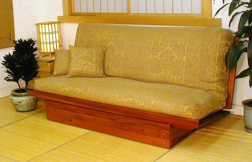 Futon Set - Okinawa Natural Full Frame, Mattress, and Removable Solid Cover  by Lifestyle