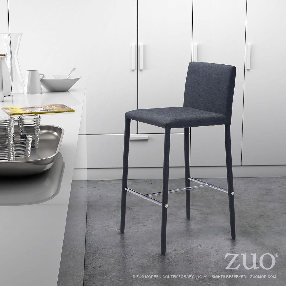 Zuo Modern Criss Cross Counter Chair in Espresso/Silver (Set of 2