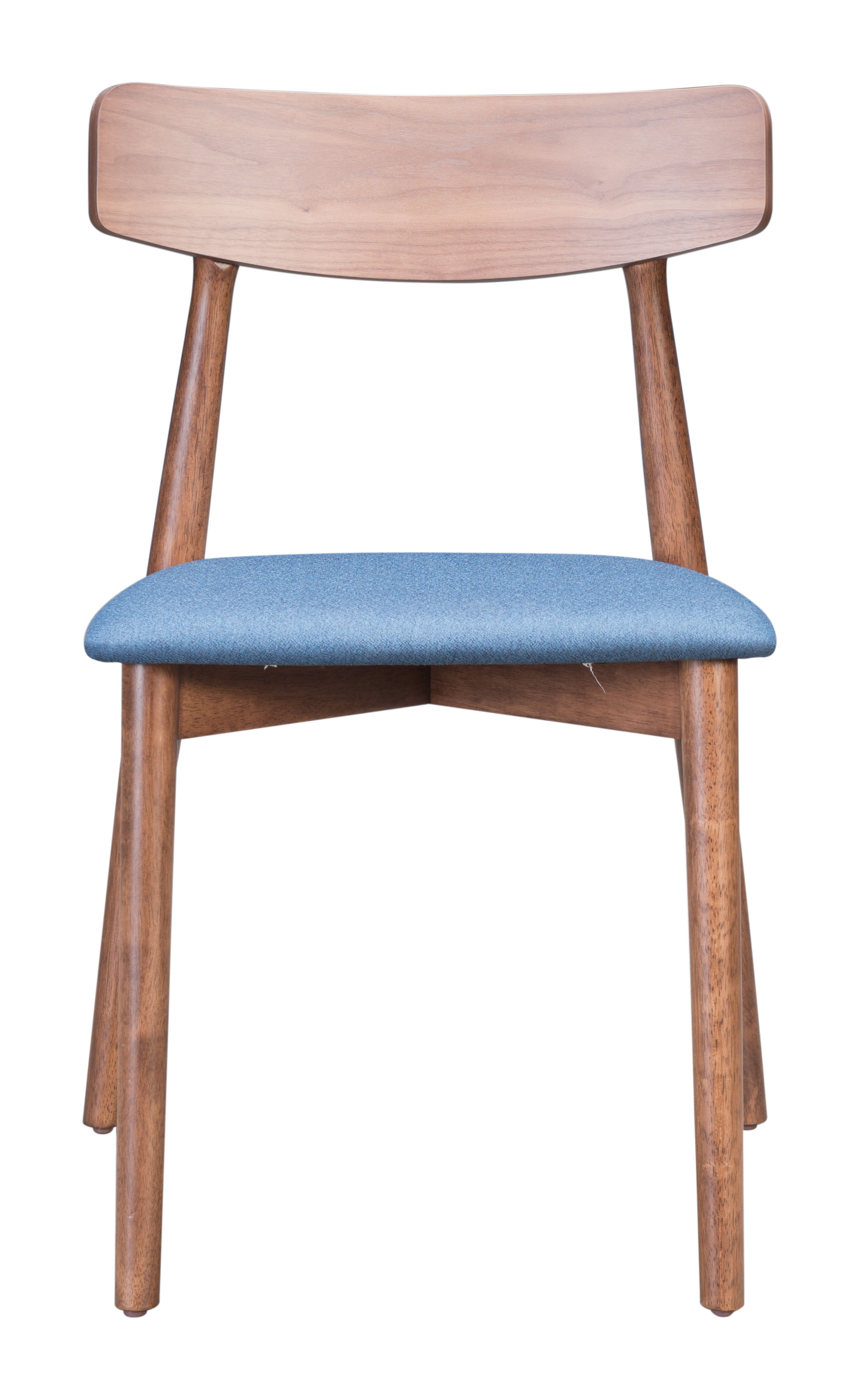 Newman Dining Chair Walnut & Ink Blue (Set of 2) by Zuo Modern