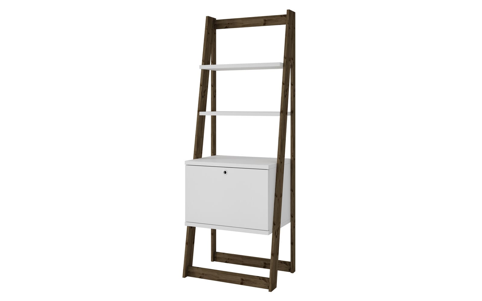 Salvador White Dark Oak Ladder Bookcase W 2 Display Shelves