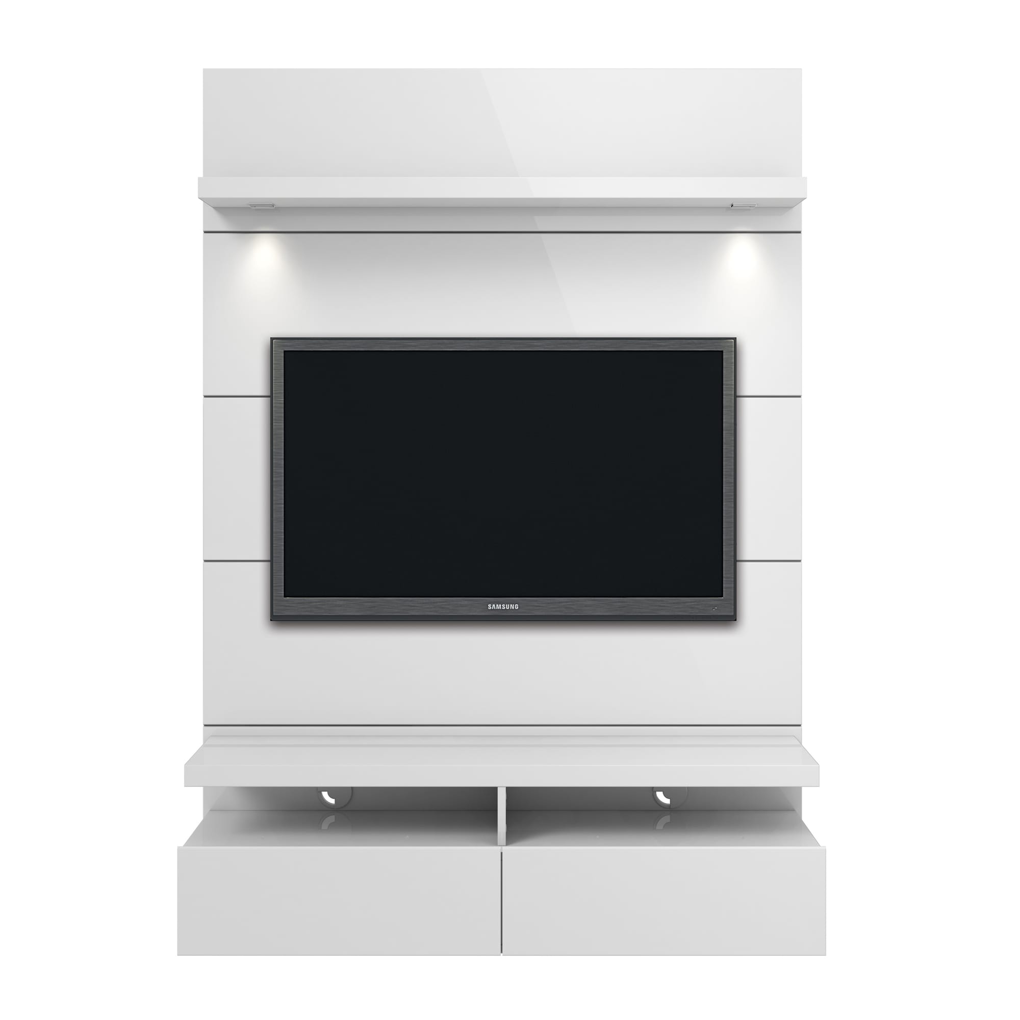 Cabrini White Gloss 1.2 Floating Wall Theater Entertainment Center by  Manhattan Comfort