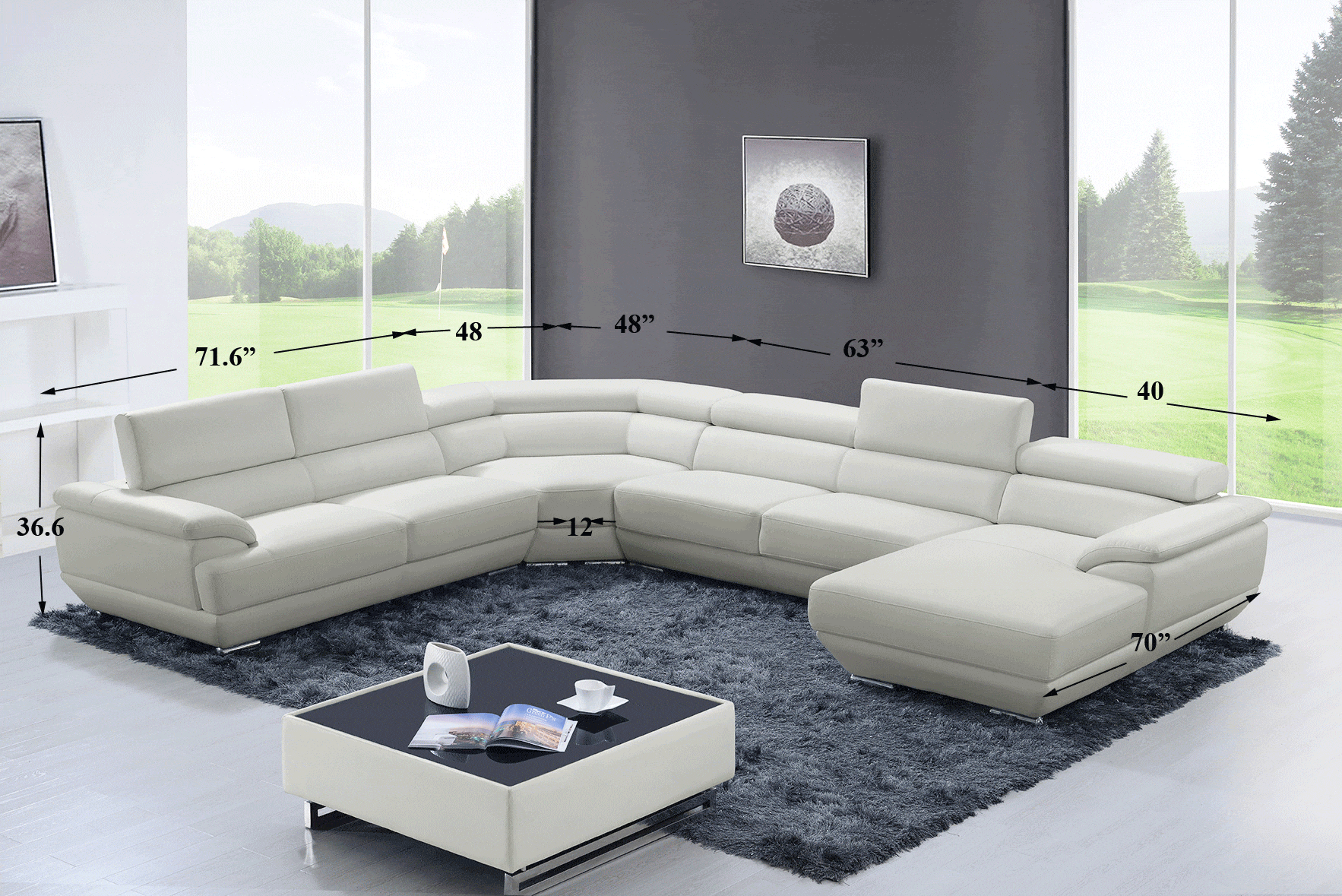 living room white leather sectional