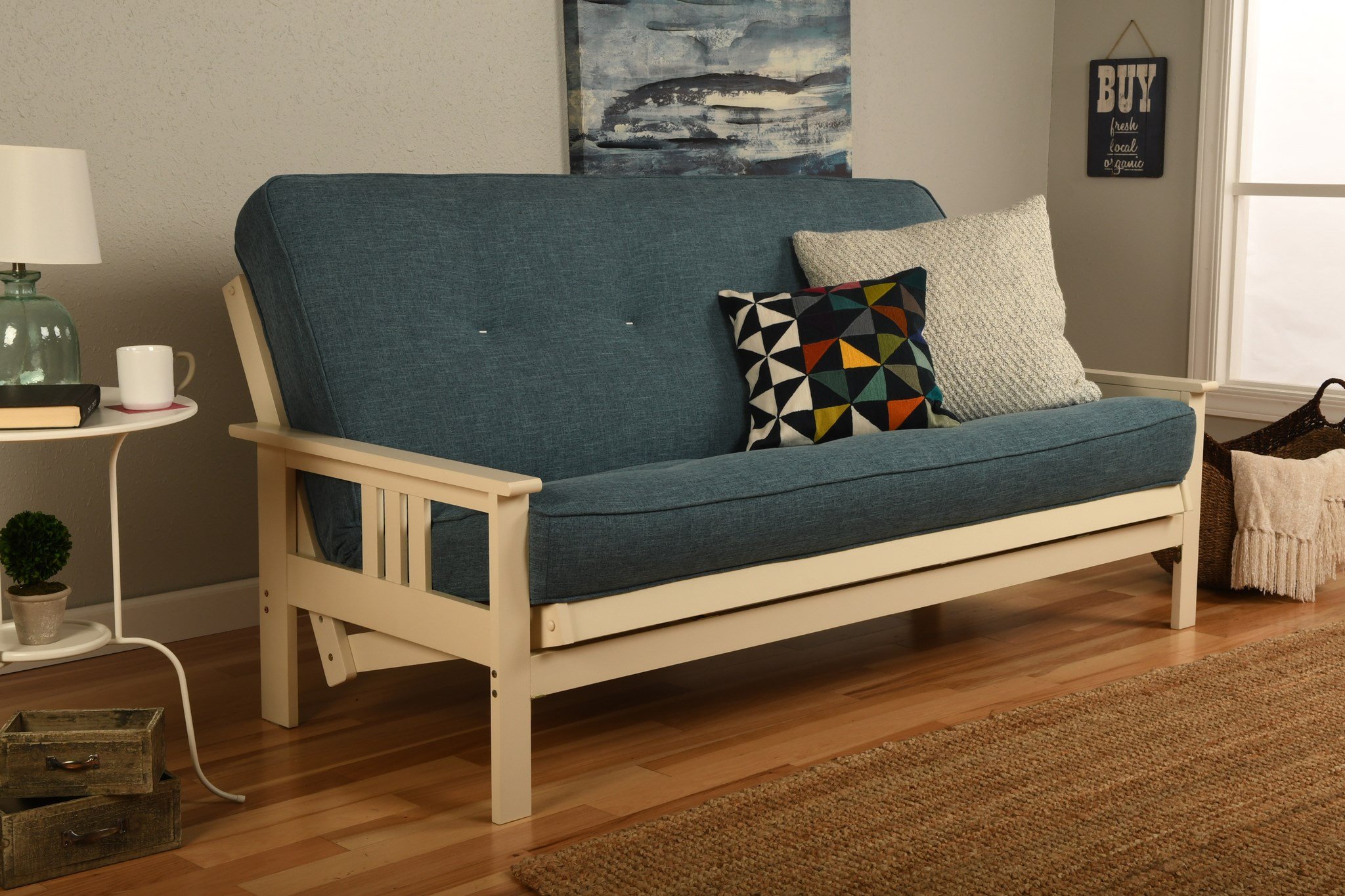 Kodiak Furniture Foam Queen-size Futon Mattress w/Linen Charcoal Fabric Cover