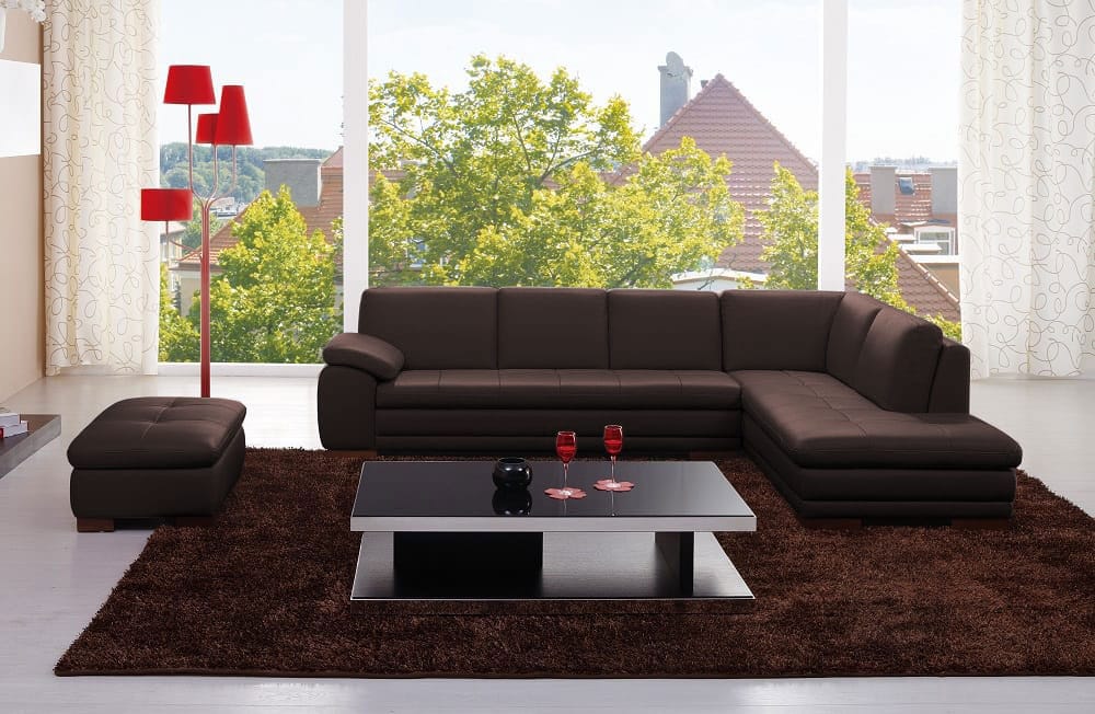 625 Premium Italian Leather Sectional Chocolate Brown by J&M Furniture