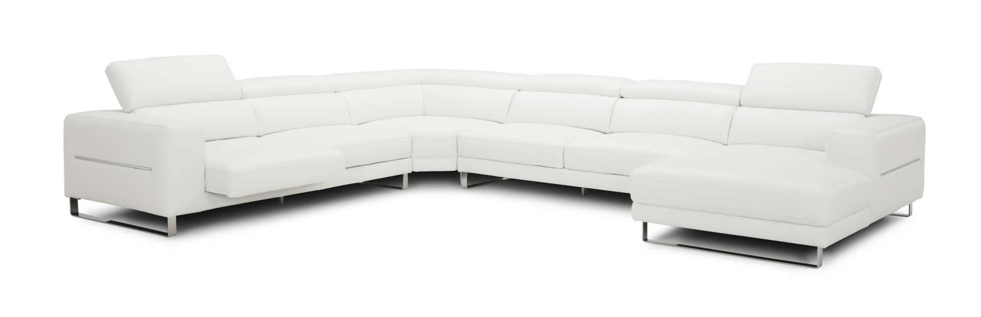 Divani Casa Hawkey Contemporary White Full Leather U Shaped Sectional Sofa