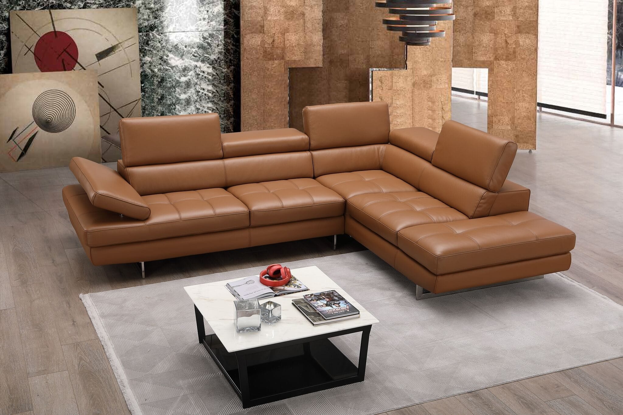 porsche italian leather sectional sofa