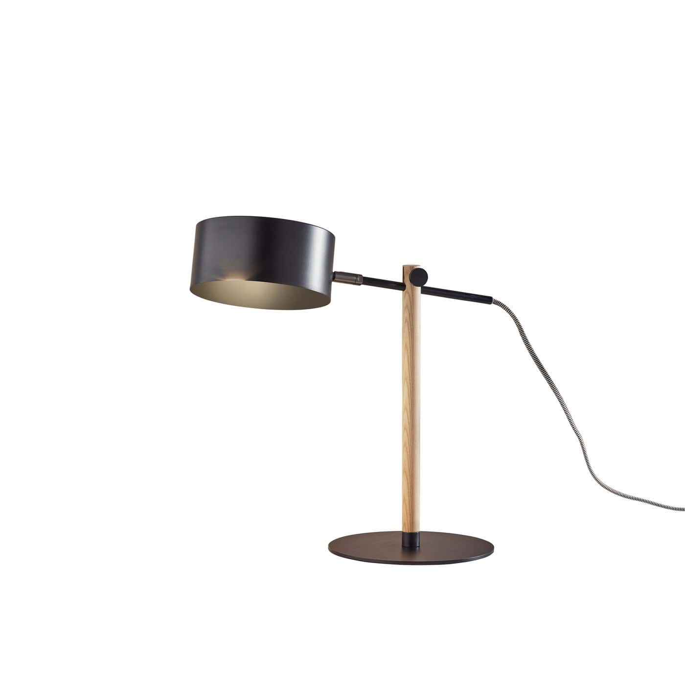 Dylan Desk Lamp Natural Wood w/Black Metal by Adesso Furniture