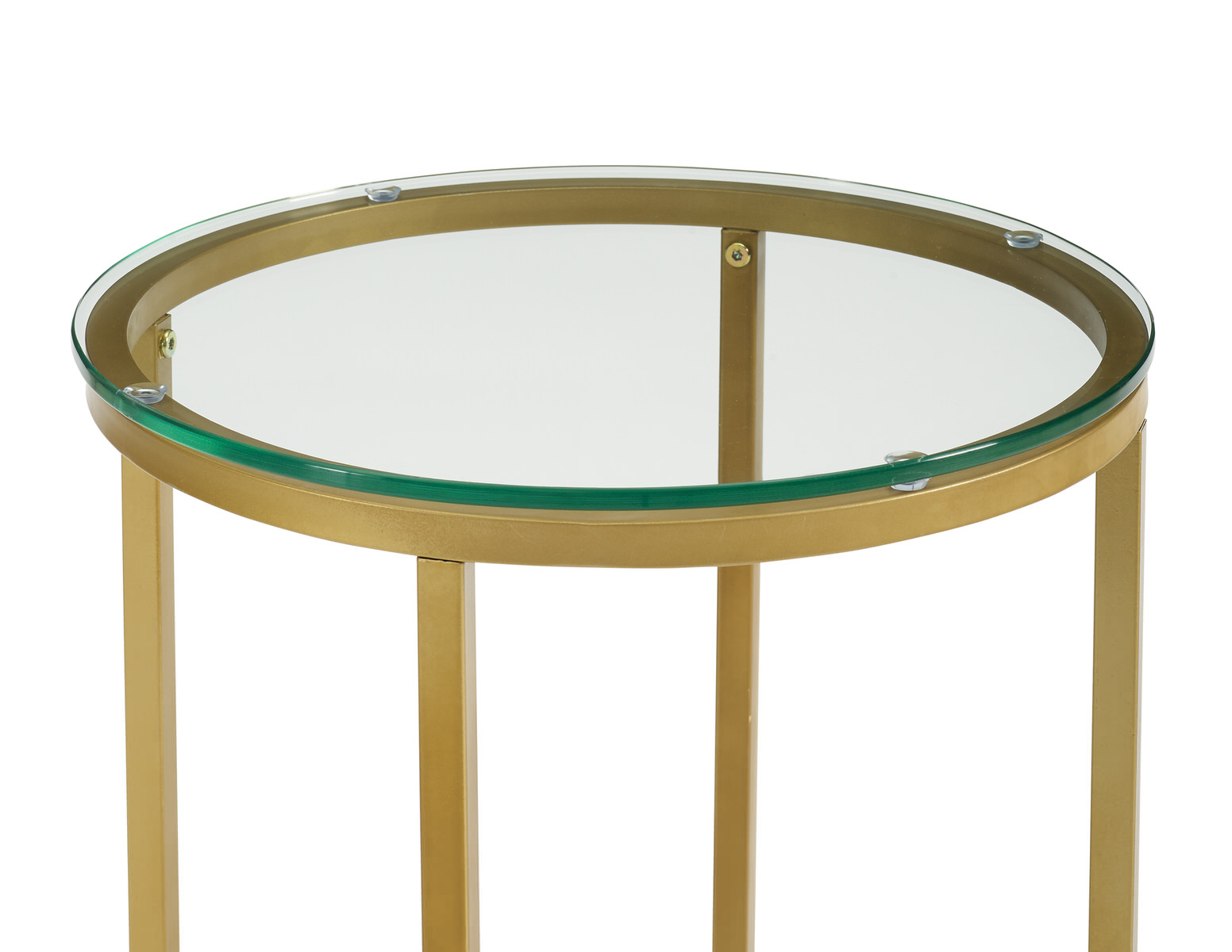 Alissa 16 Inch Round Side Table - Glass/Gold by Walker Edison