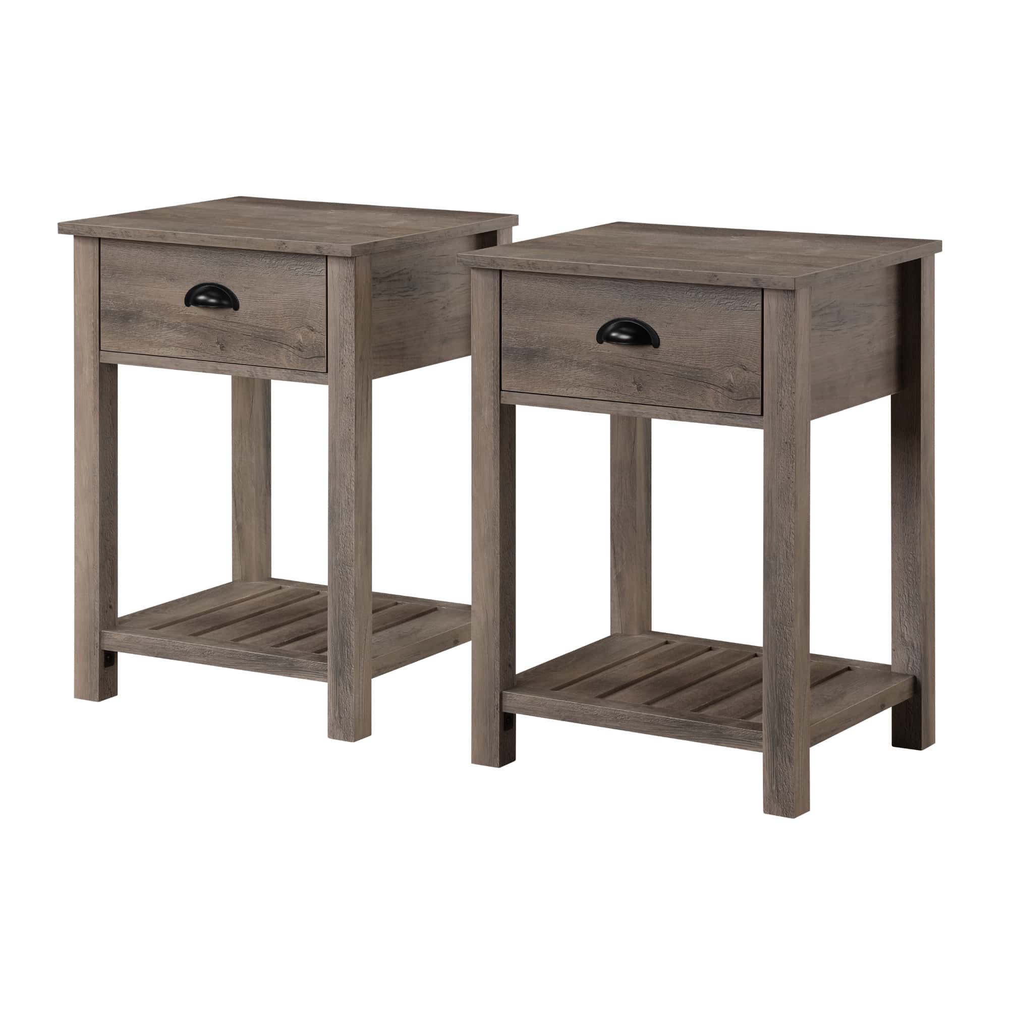 18 Inch Country Single Drawer Side Table - Grey Wash by Walker Edison