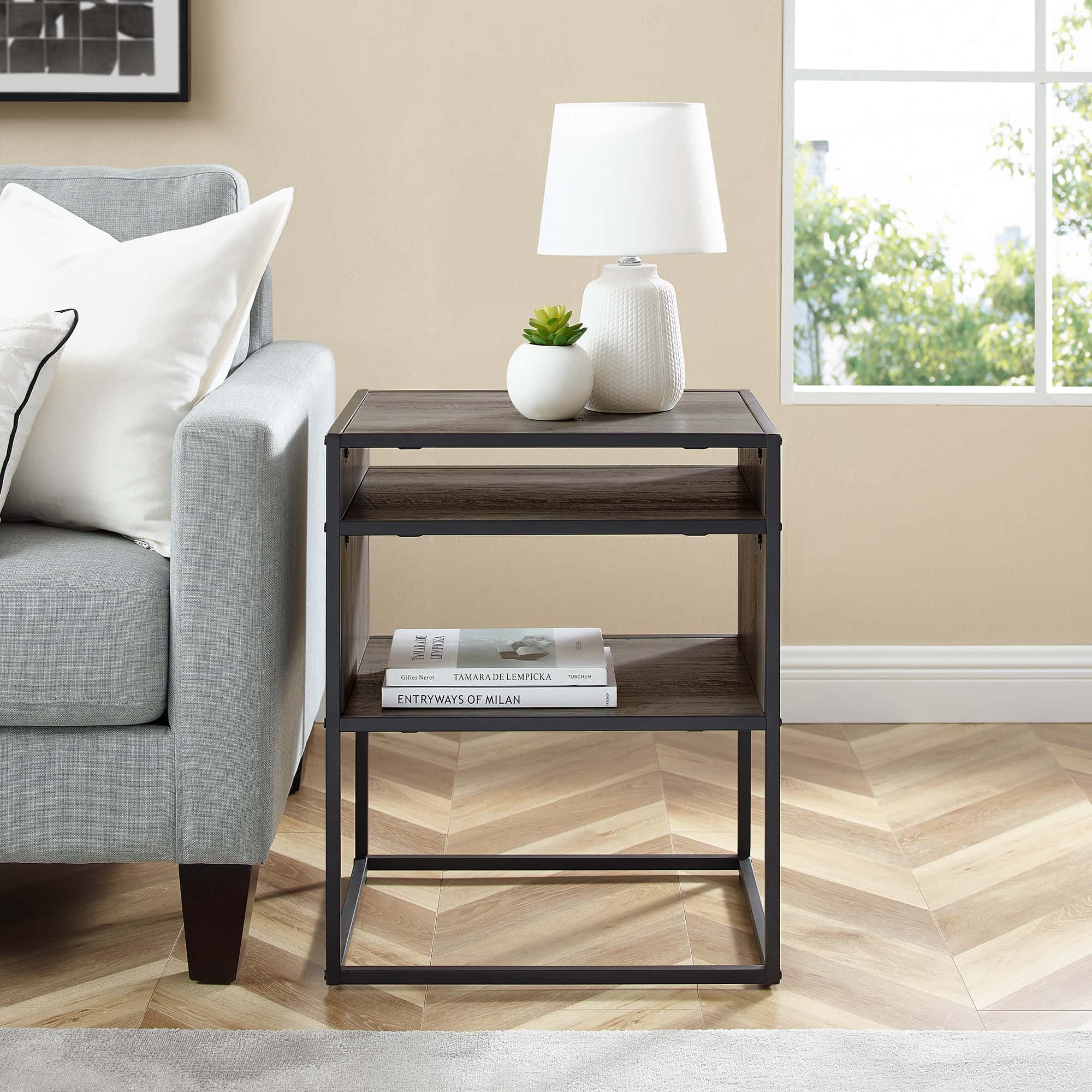 Industrial Modern Side Table - Grey Wash by Walker Edison