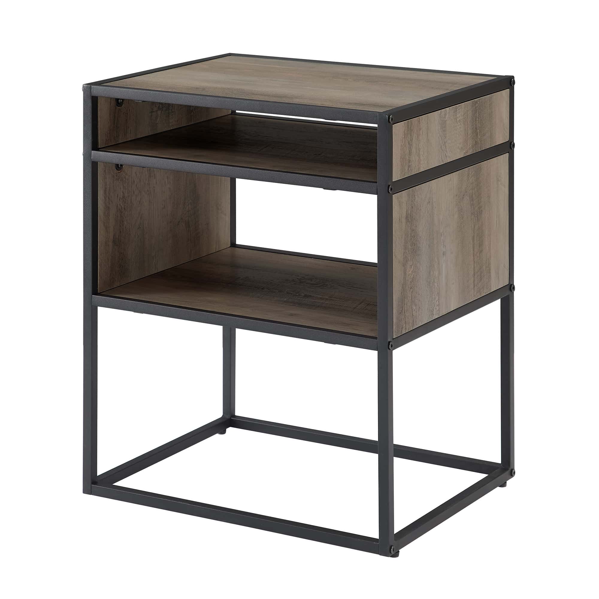 Industrial Modern Side Table - Grey Wash by Walker Edison
