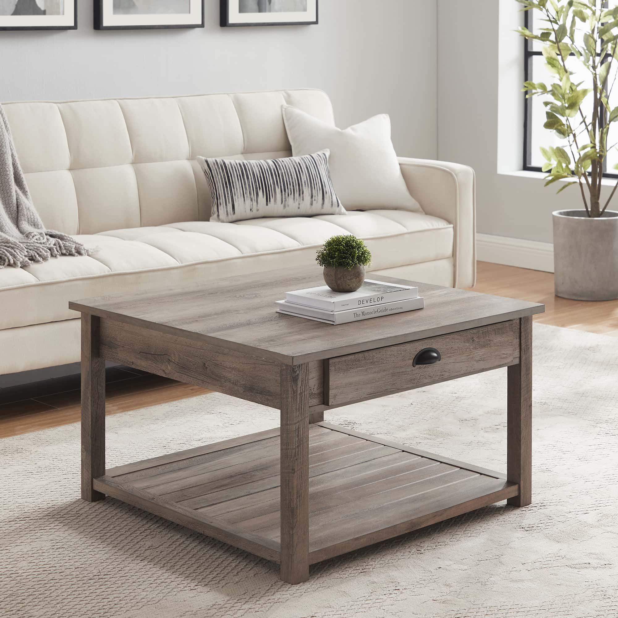 Washed gray coffee table deals