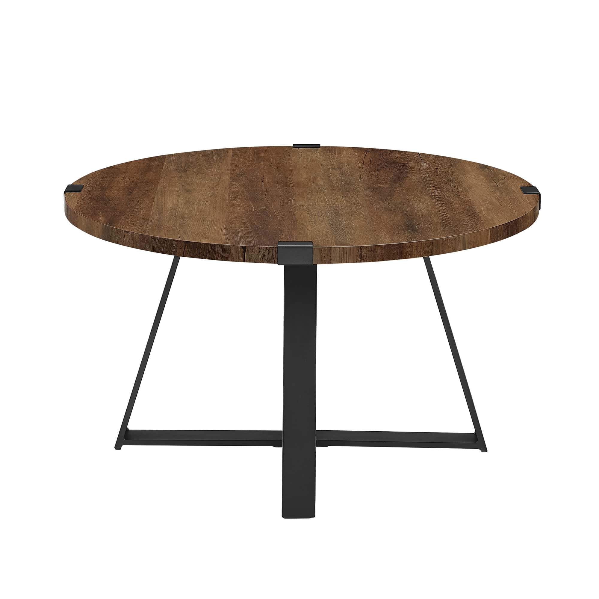 Rustic Round Coffee Table - Rustic Oak/Black by Walker Edison