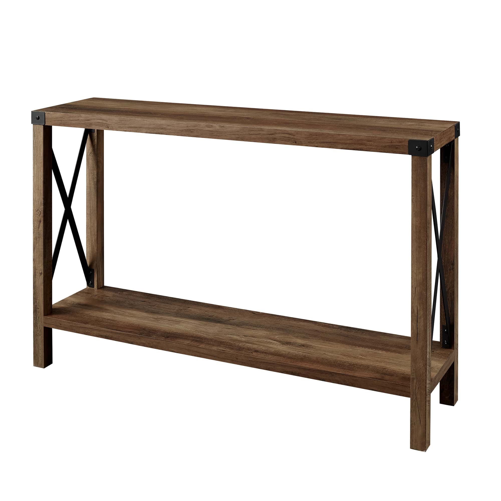 46 Inch Rustic Farmhouse Entryway Table - Rustic Oak at Futonland