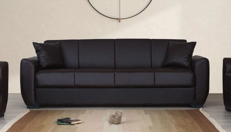 Aisha Brown PU Leather Sofa Bed by Alpha Furniture