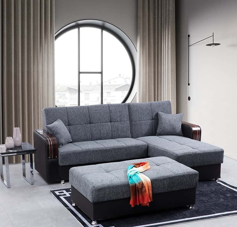 Bursa Gray Sofa Chaise by Alpha Furniture