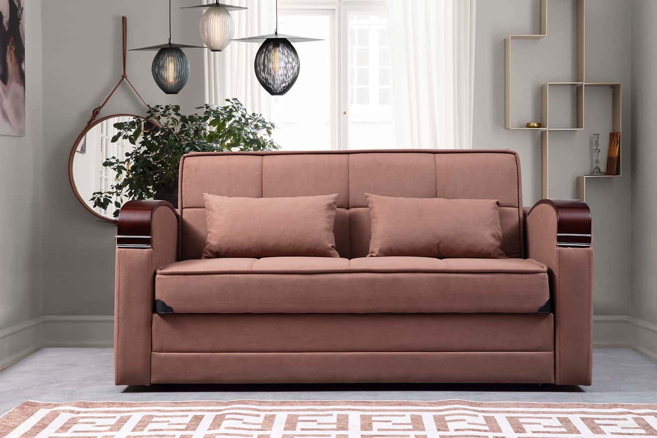 Elegence Brown Microfiber Sleeper Sofa by Alpha Furniture