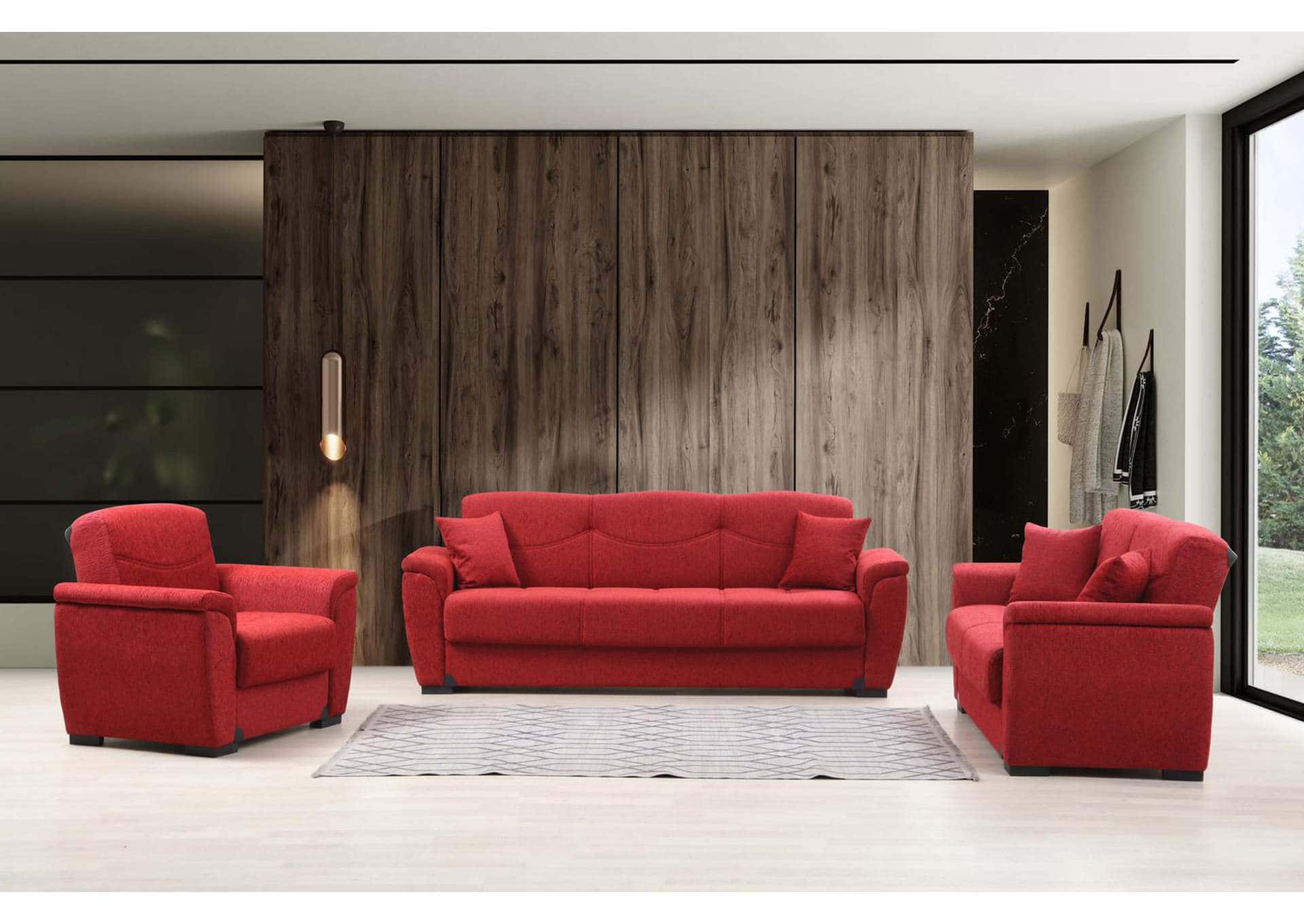 Everly Red Fabric Sofa Bed By Alpha