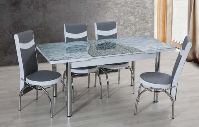 T/0187 Gray & White Wood Dining Table by Alpha Furniture