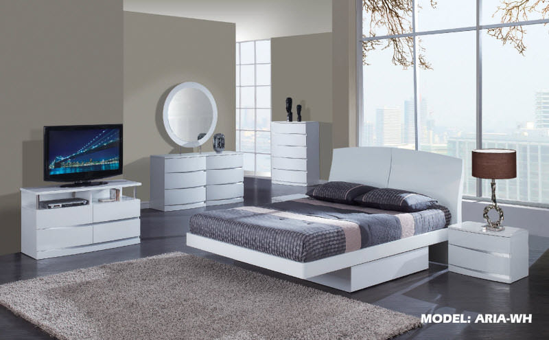 aria white glossy bedroom setglobal furniture