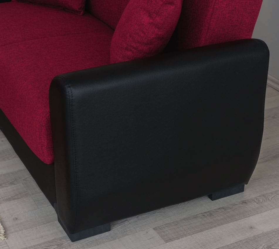 Emily Red Black PU Leather Arms Loveseat by Alpha Furniture