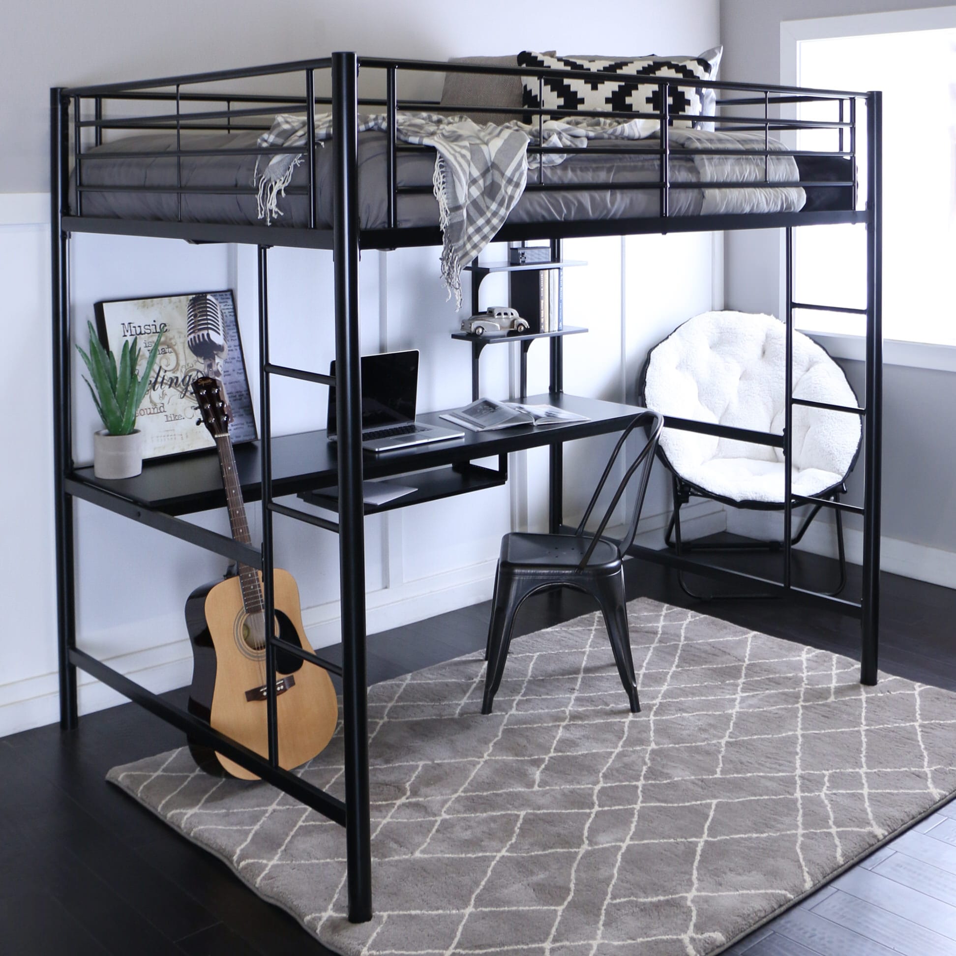 black full loft bed