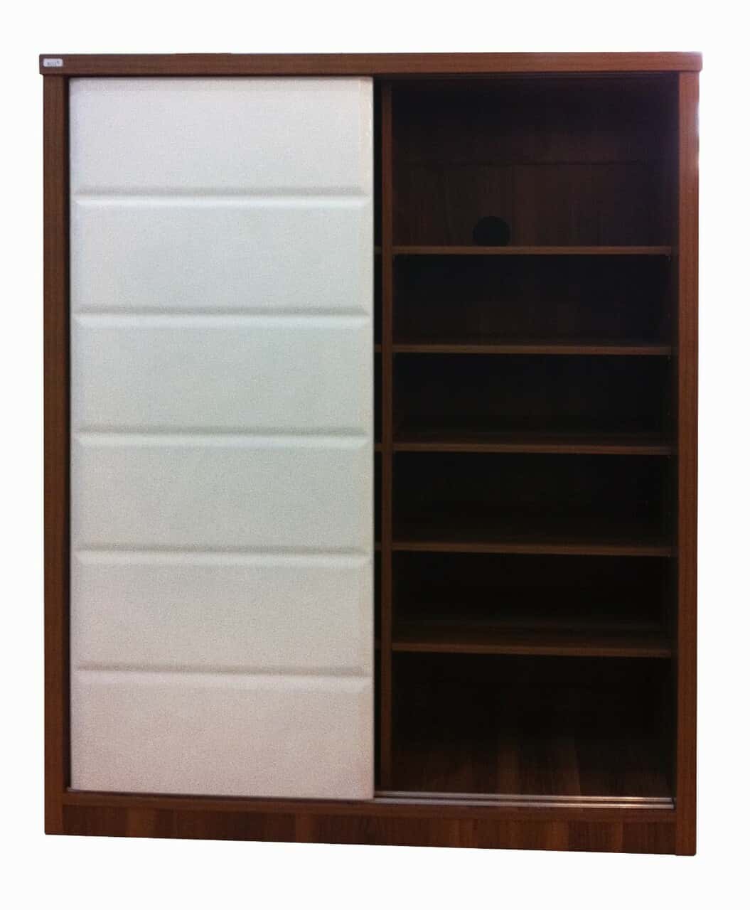 8555 White Alligator Skin Shoe Cabinet w/Sliding Doors by BH Furniture