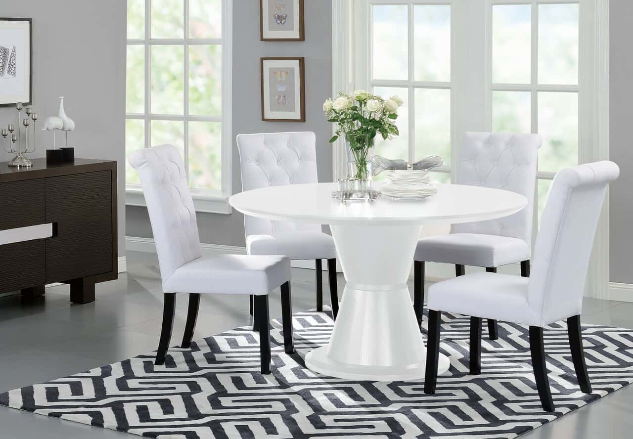 Orbit White High Gloss Round Dining Table by BH Furniture
