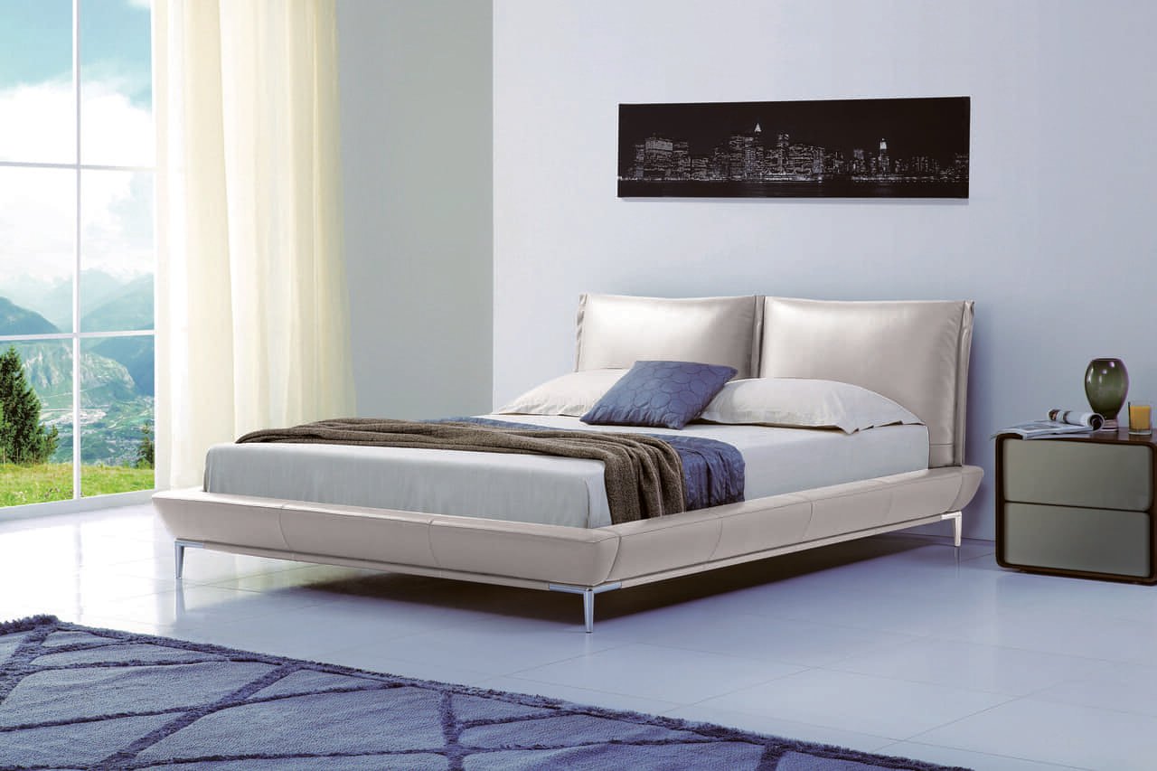 Ritz Dark Graphite Full Leather Platform Bed by BH Furniture