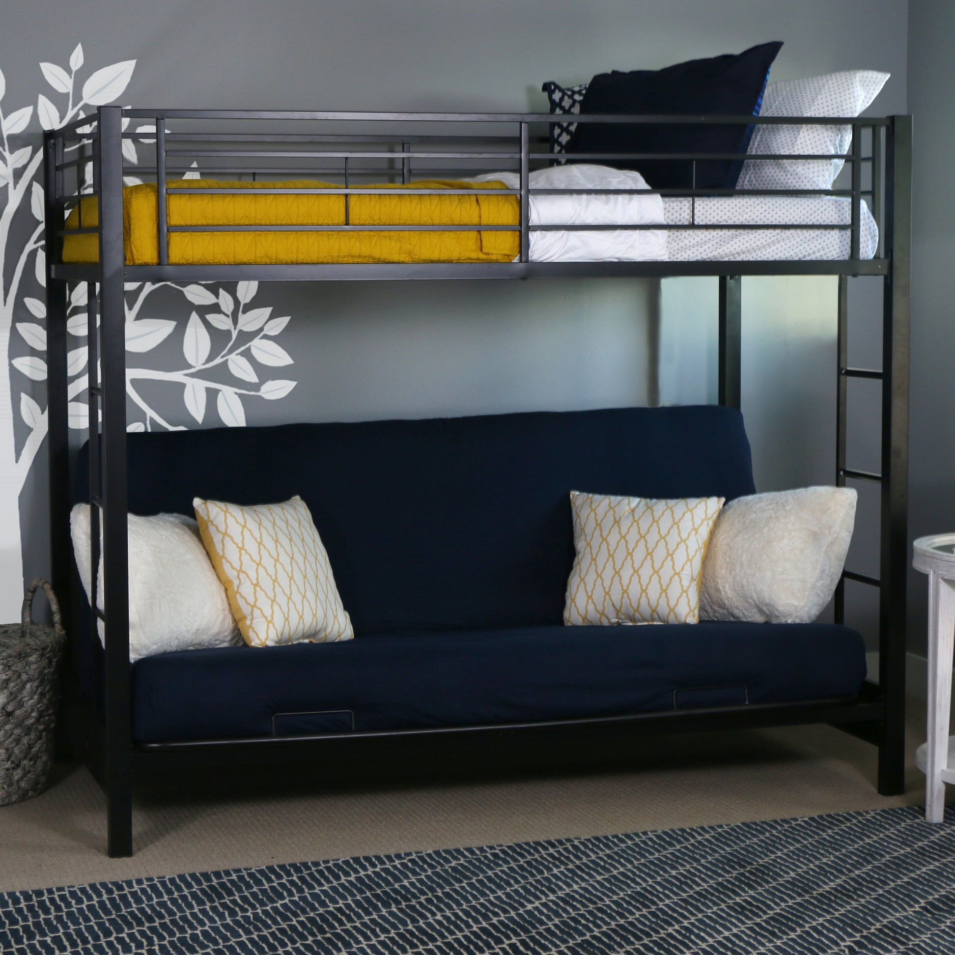 walker edison twin metal loft bed